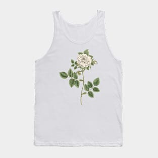 White Rose Flower Vintage Botanical Illustration Tank Top